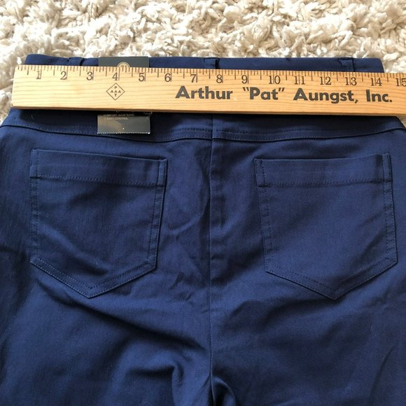 JM Collection Womens Sz 6S Studded Pull On Tummy Control Pants Navy Curvy Fit St - Picture 6 of 9